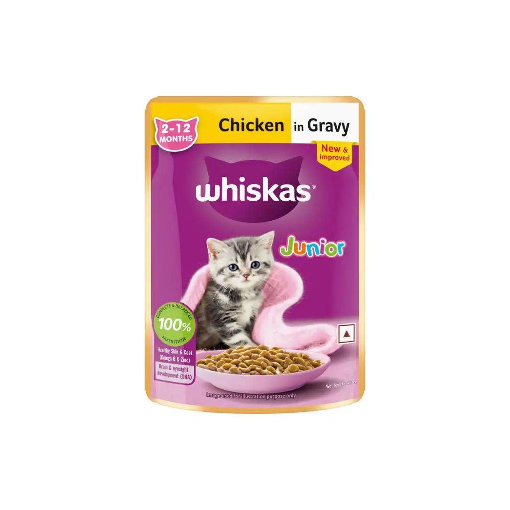 WHISKAS JUNIOUR CHICKEN IN GRAVY 2-12 MONTHS 80 G