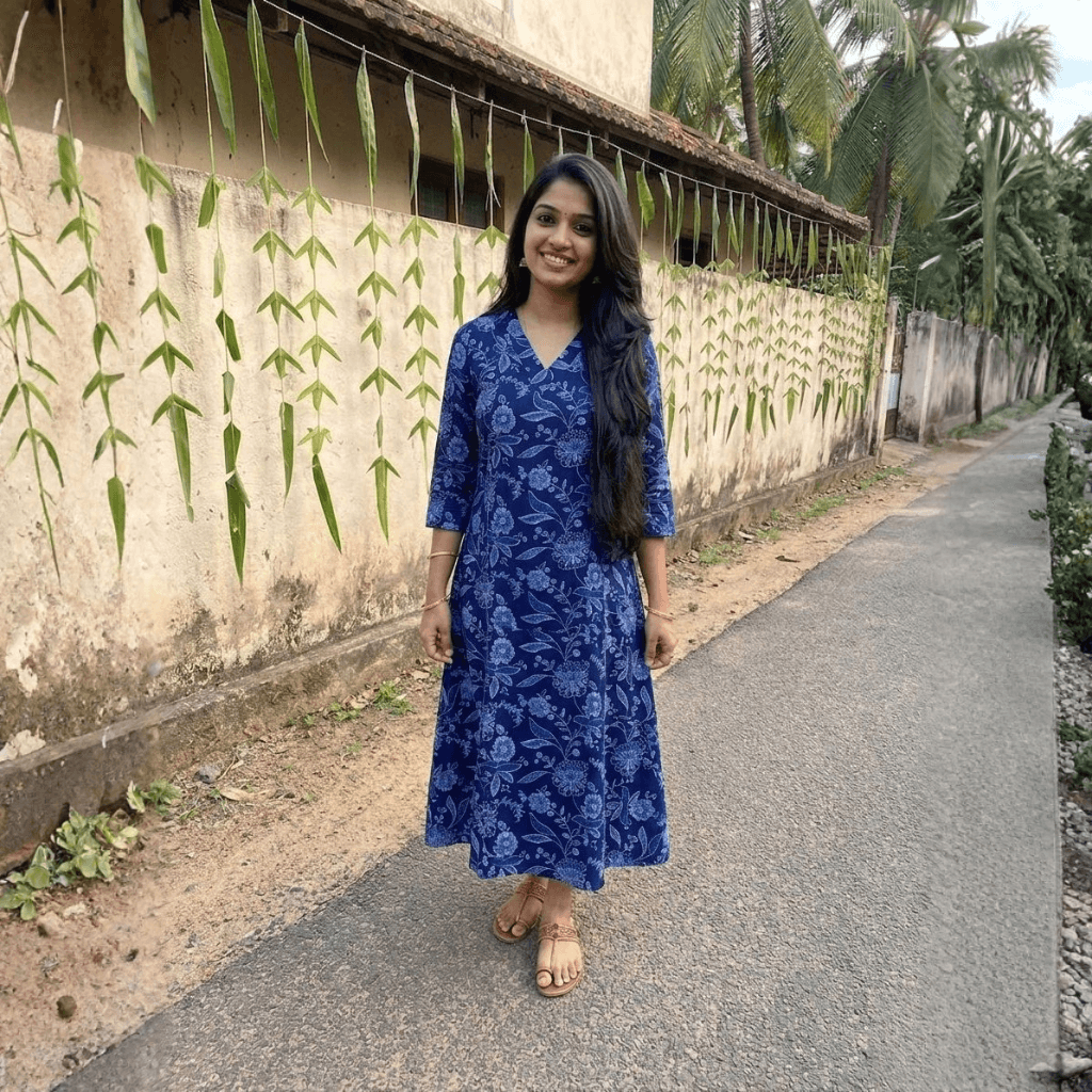 BLUE MEADOW KURTI ( A LINE FEEDING TOP)