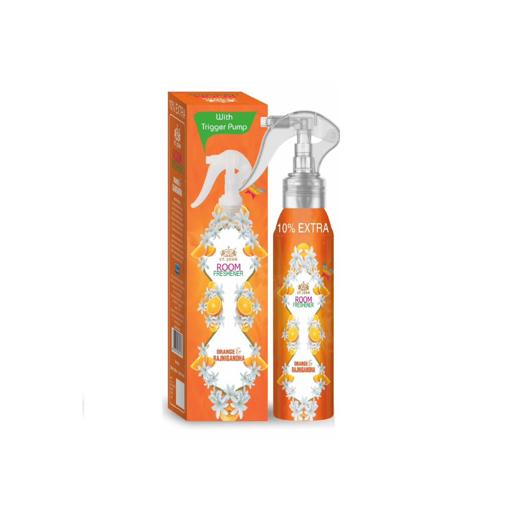 ST. JOHN ROOM FRESHENER ORANGE & RAJANIGANDHA WITH TRIGGER PUMP 250ML