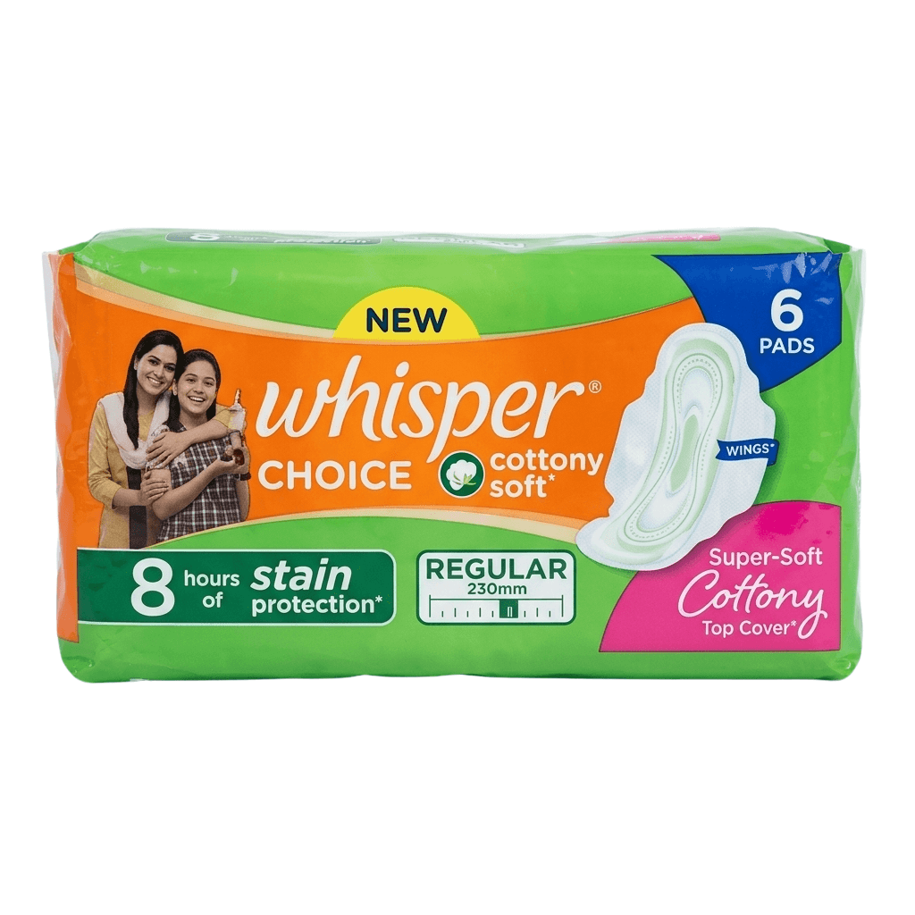 WHISPER CHOICE NEW COTTONY SOFT REGULAR SANITARY 6 PADS