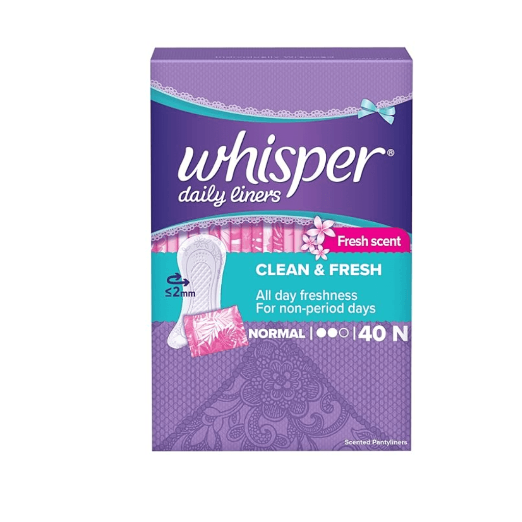 Whisper Clean and Fresh Daily Liners, 40 panty liners for women