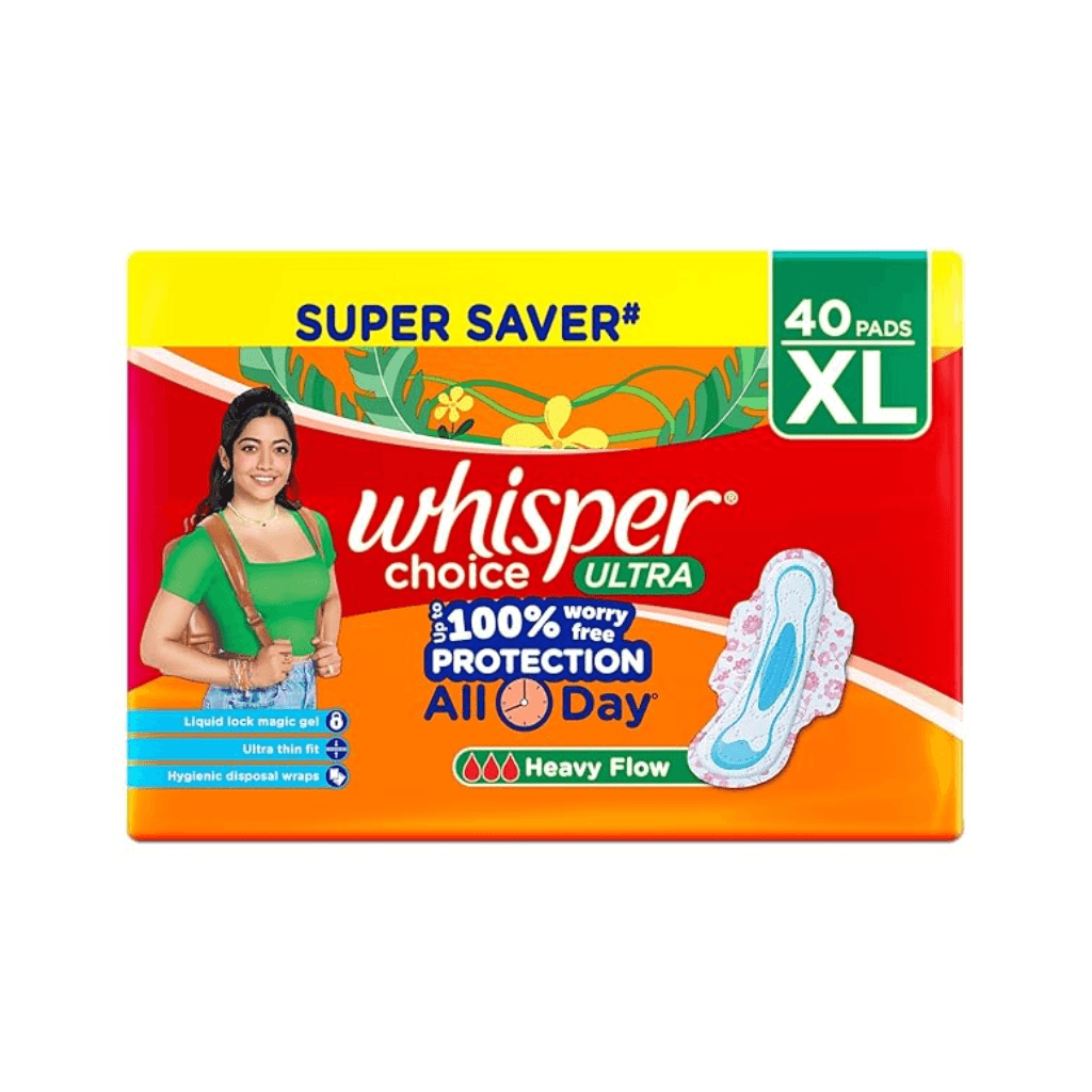 WHISPER CHOICE SANITARY PADS WITH WINGS XL 40S NAPKINS