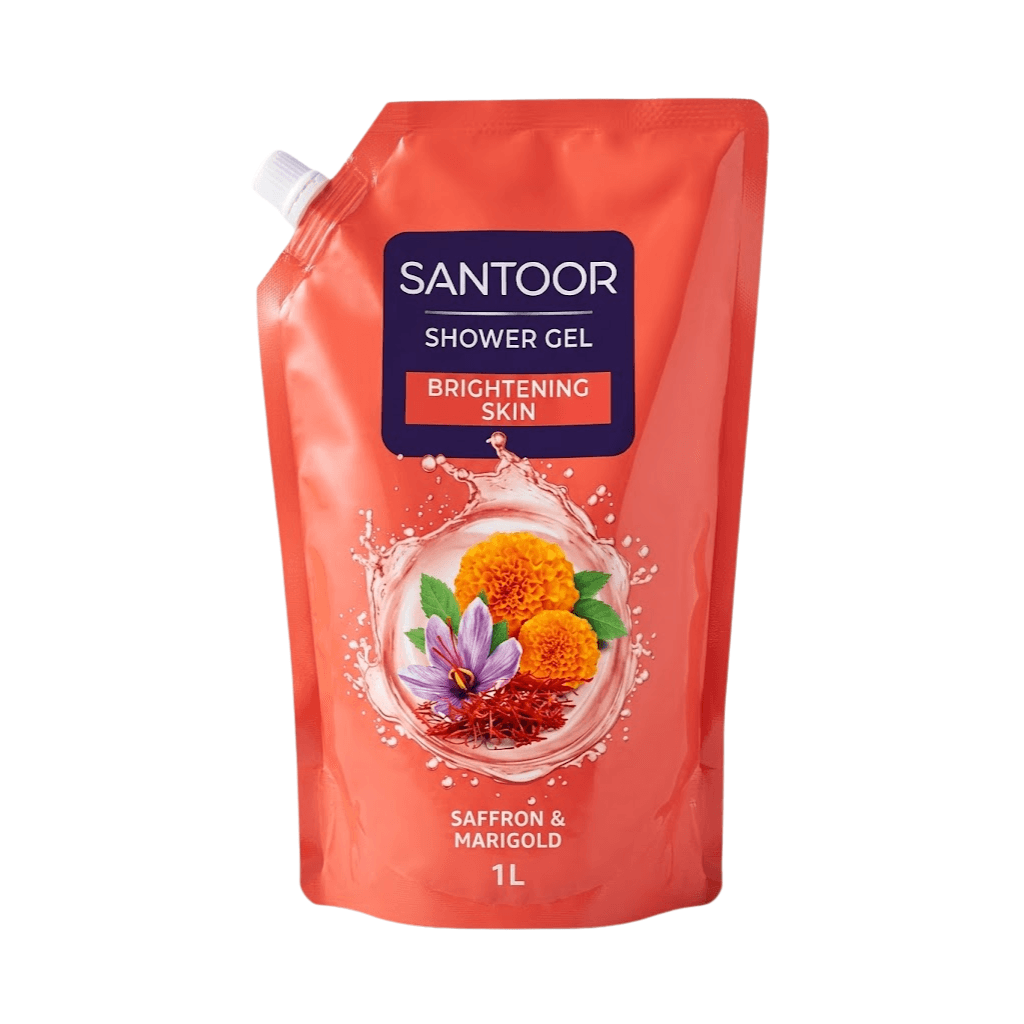 SANTOOR BRIGHTENING SKIN SHOWER GEL WITH SAFFRON & MARIGOLD 1 LTR