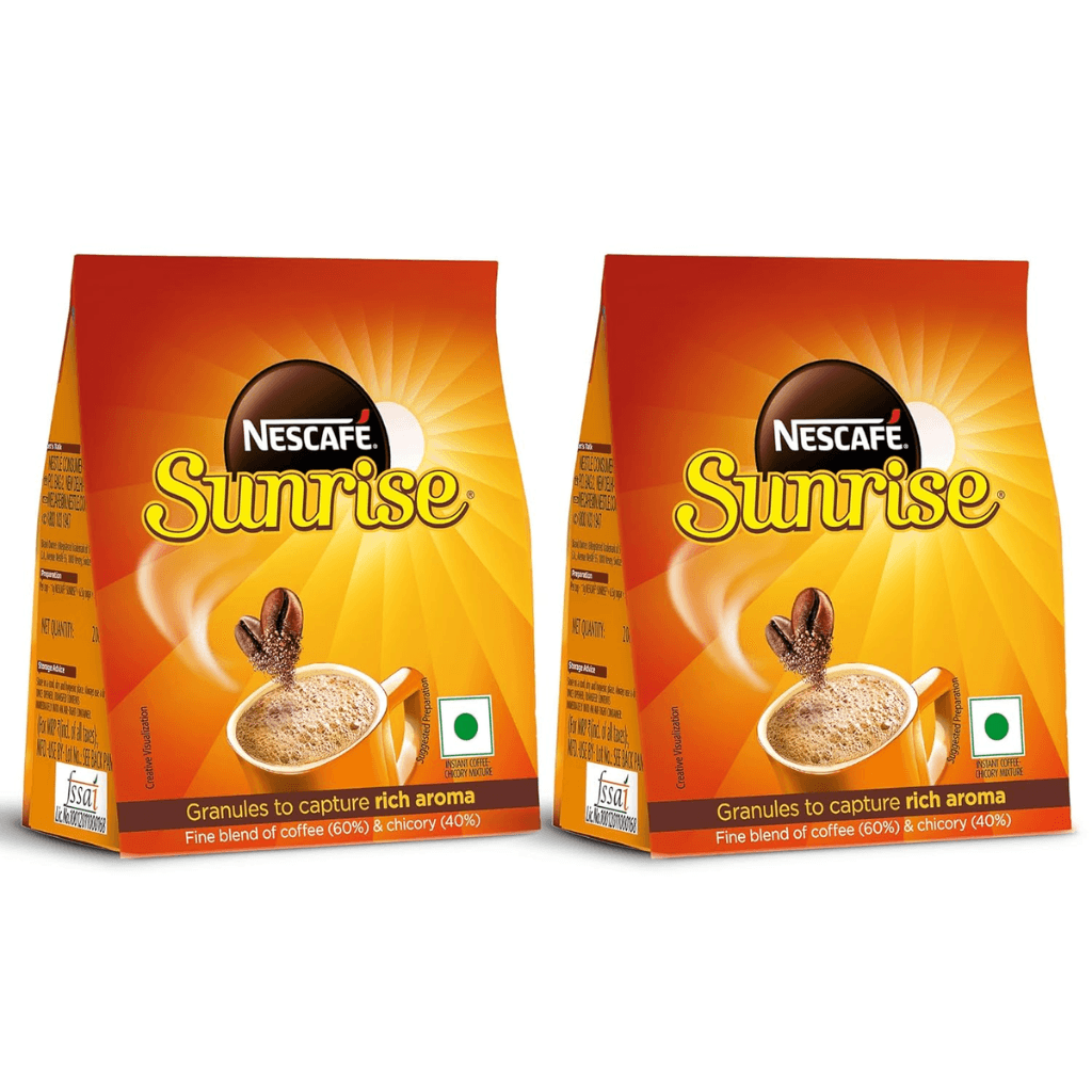 Sunrise Instant Coffee Powder|Strong Taste For The Perfect Start To Your Day|Coffee Chicory-Mix|, Stabilo Pack (Pack of 2), Packet