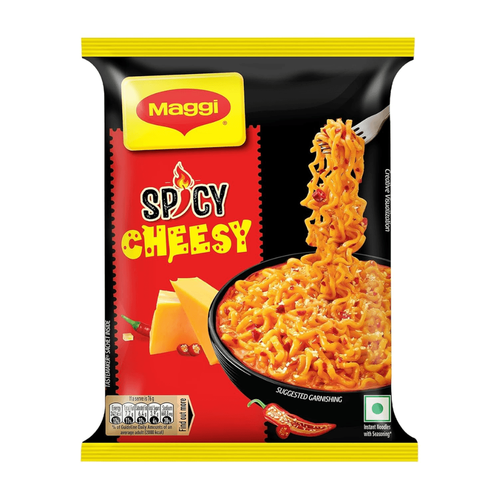 MAGGI Spicy Cheesy Instant Noodles with Seasoning | Yummy Cheese Meets MAGGI Noodles 76gm