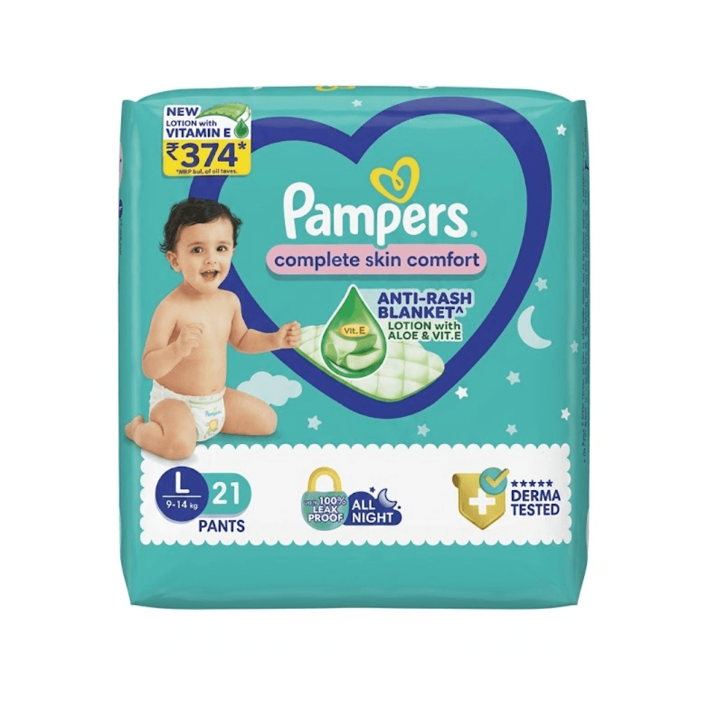 PAMPERS COMPLETE SKIN COMFORT | PANT STYLE DIAPER LARGE, 21 COUNT| ANTI RASH WITH 100% PROTECTION FROM LEAKAGE UPTO 12 HRS