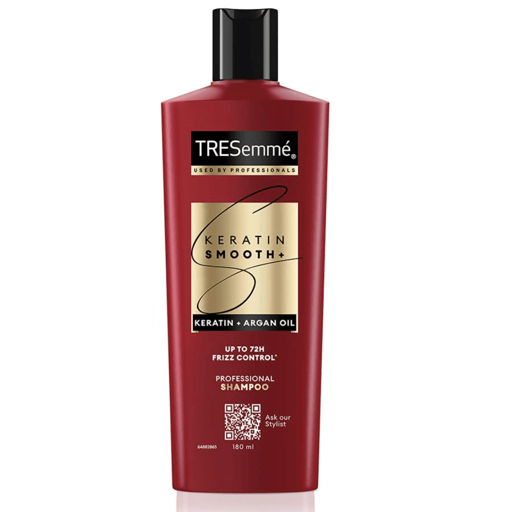 TRESEMME Keratin Smooth+ Shampoo 180ml With Keratin Protein and Argan Oil | Salon-Like Smooth Hair | Up To 72H Frizz Control
