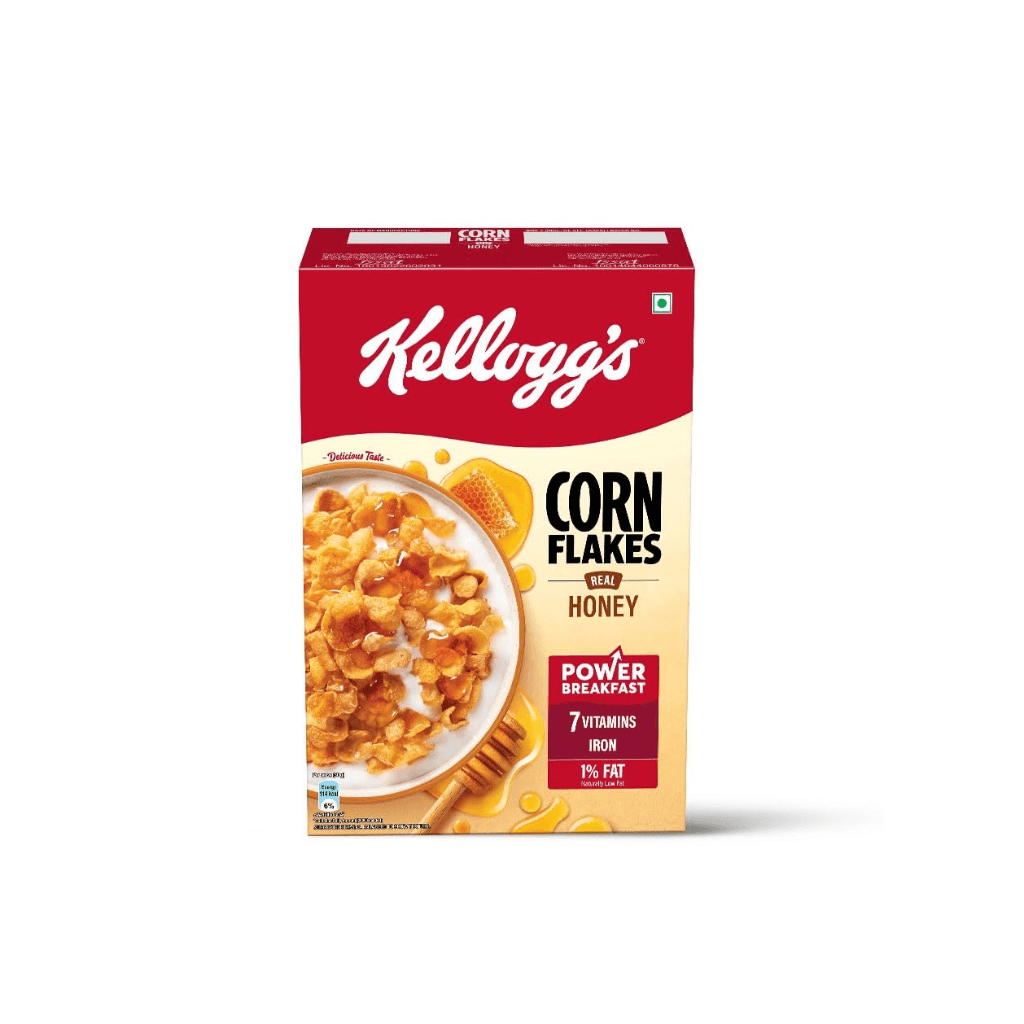 Kellogg's Cornflakes Real, Honey | High In Iron, Vitamin B1, B2, B3, B6 & C | Naturally Cholesterol Free | Corn Flakes, Breakfast Cereal - 300Gm/345Gm