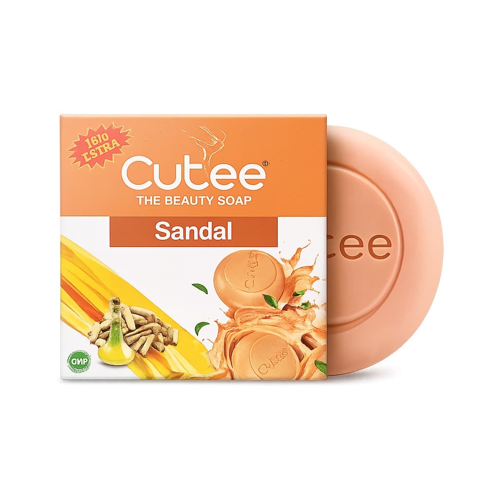 Cutee Sandal Bathing Soap - Divine Fragrance for Fresh and Radiant Skin - for All Skin Types - Long-Lasting Fragrance 100GM