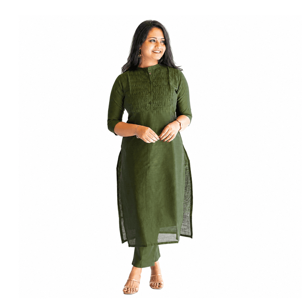 GREEN AURA KURTI(WITH LINING)