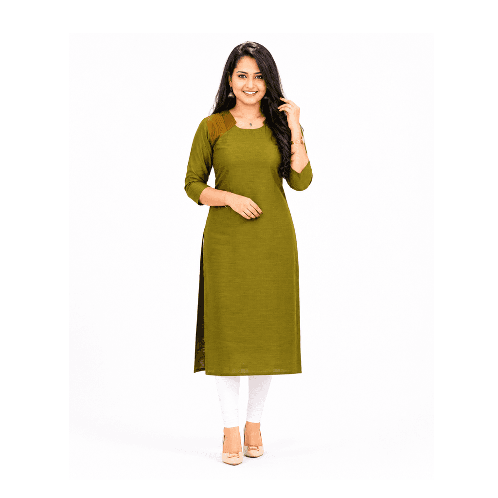 A-HC(with lining) GREEN MEADOW KURTI