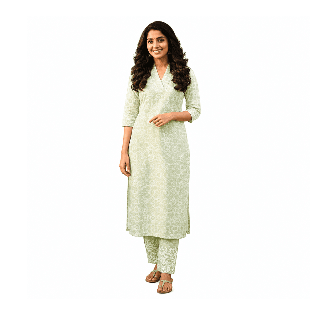 KURTI A-NJ (with lining hakoba codeset)Green Whisper
