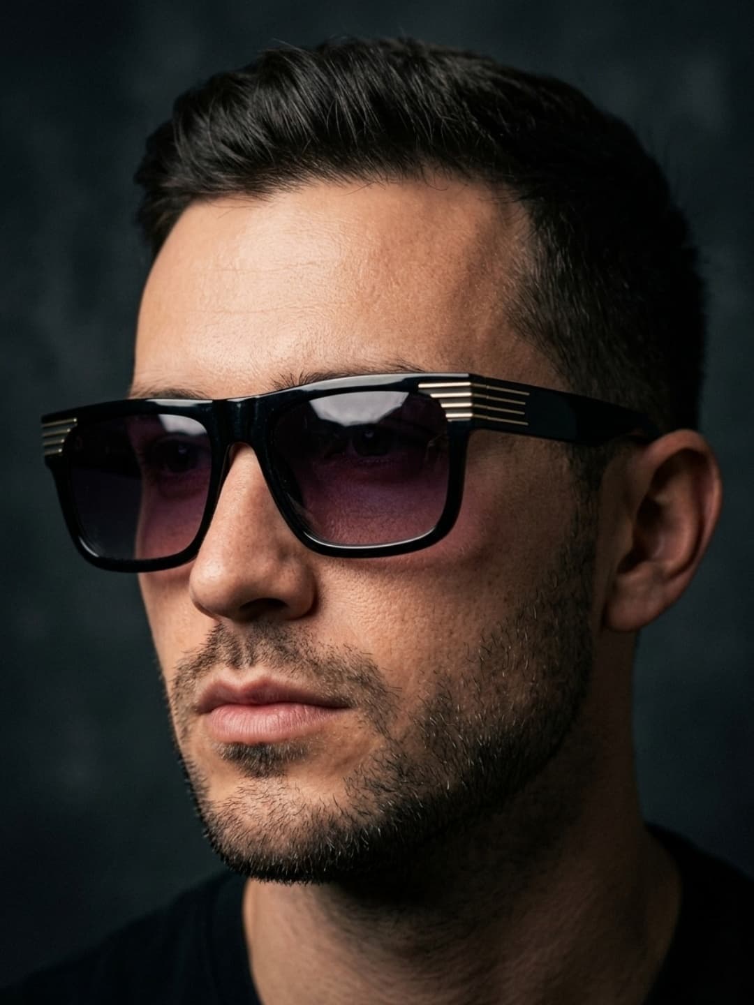 Framesvista Luxe Square Sunglasses with Gold Detail & UV-Protected
