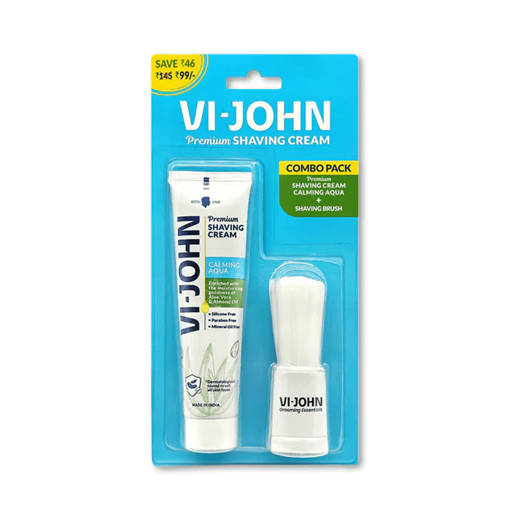 VI JOHN CALMING AQUA SHAVING CREAM WITH BRUSH COMBO