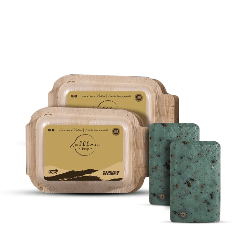 Kalkkan Ayurvedic Natural kayakalpa Herbal Scrub Soap | Made with pure heat-extracted virgin coconut oil | Deep Cleansing, Moisturizing, with Antioxidants | For all skin types | 100g pack of 3