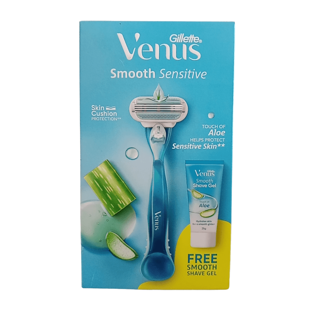 Gillette Venus Smooth Hair Removal Razor for Women with Aloe Vera with FREE Venus Smooth Shave Gel, 1 Pc