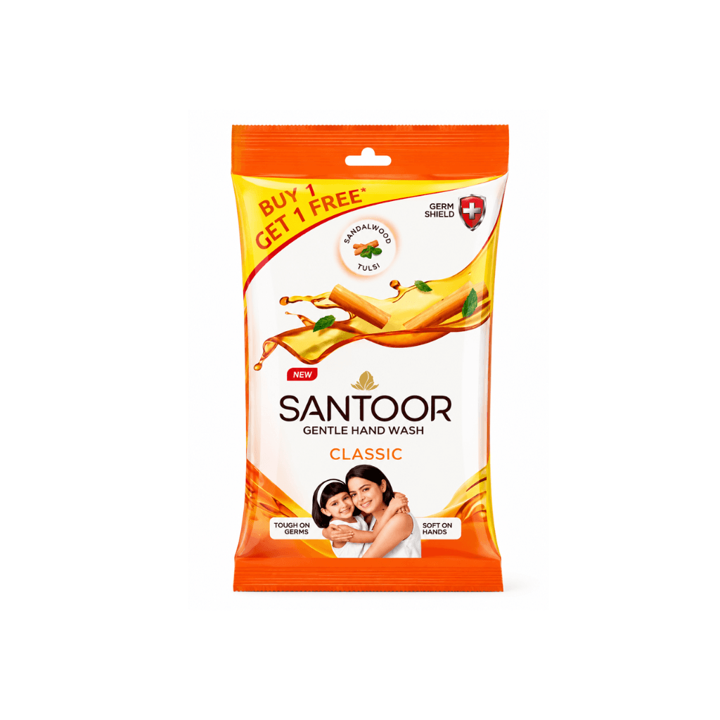 SANTOOR GENTLE HAND WASH CLASSIC 180ML BUY 1 GET 1 FREE
