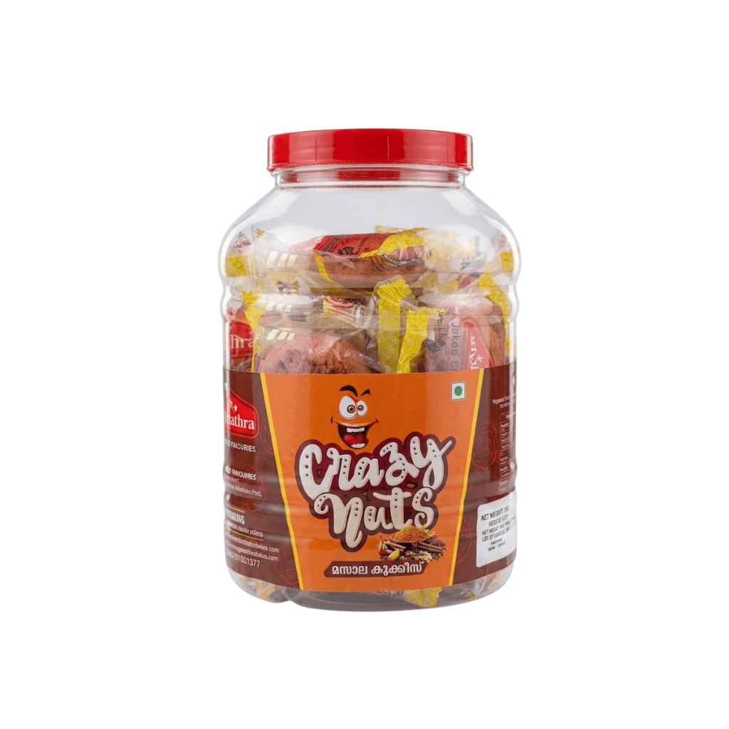 NAKSHATHRA BAKERS & SAVOURIES - MASALA COOKIES 2 x 20 POUCHES PER JAR
