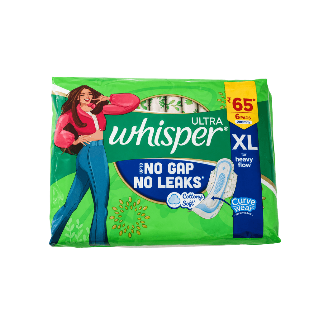 WHISPER ULTRA XL 6 SANITARY PADS UP TO NO GAP NO LEAKS