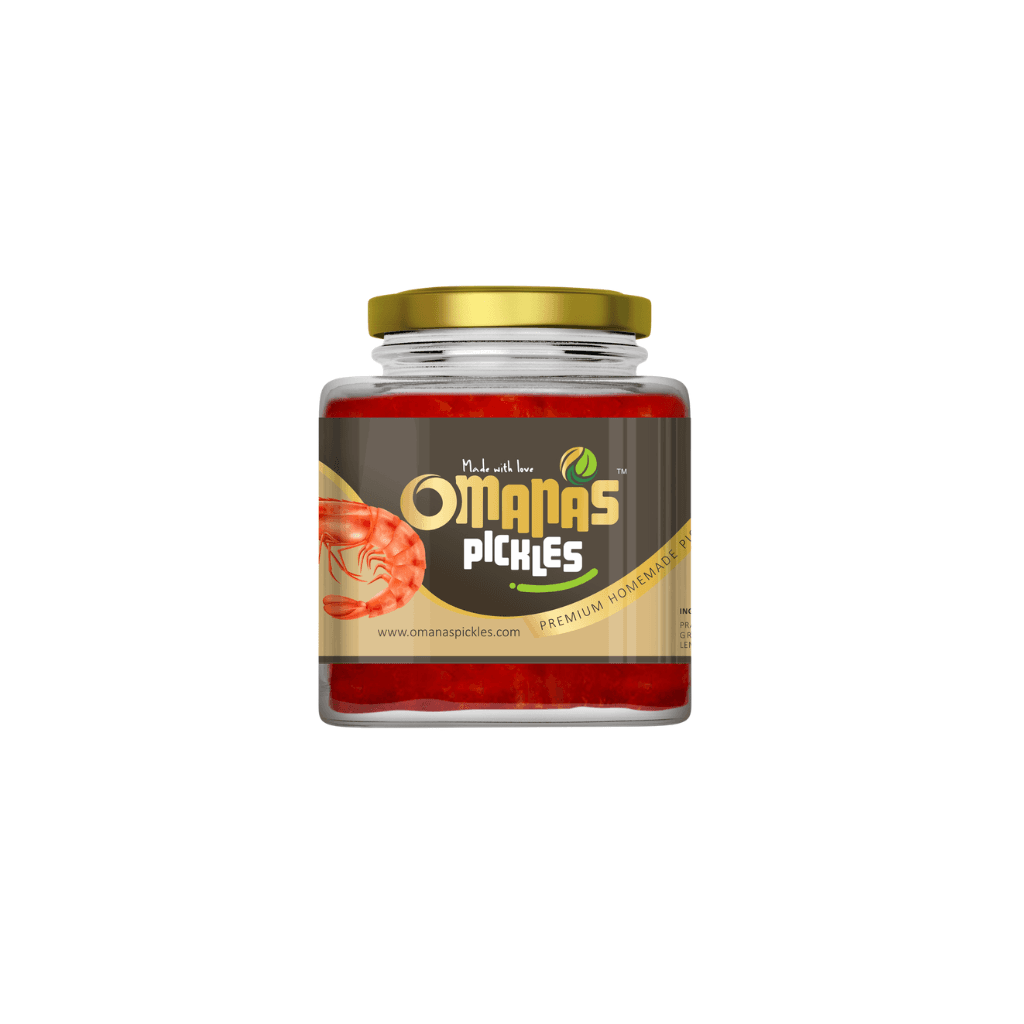 OMANAM Prawn Pickle | Kerala Style Spicy Homemade Non-Veg Pickle | Ready-to-Eat Seafood Achar | No Preservatives | Natural Ingredients | South Indian Traditional Taste – 250g Jar