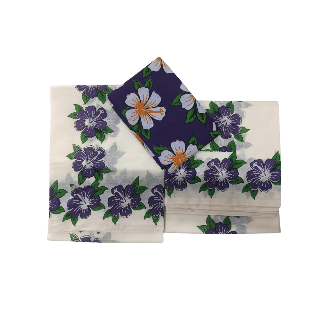 MURAL HIBISCUS LAVENDER SETTUMUND WITH COTTON BLOUSE