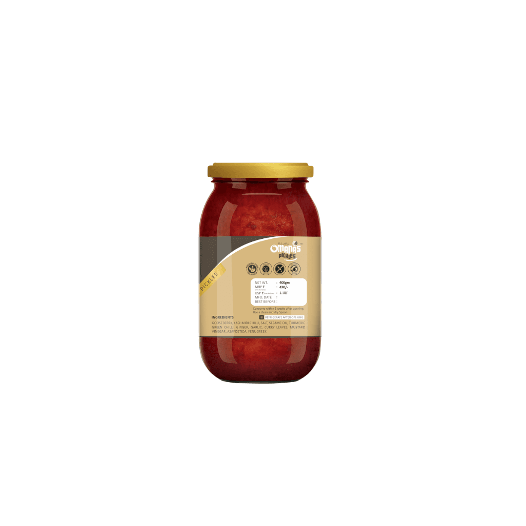 OMANAS PICKLES Homemade Amla Pickle 400g | Kerala Style Amla Achar | Tangy & Spicy Taste | Made with Fresh Gooseberries | No Preservatives