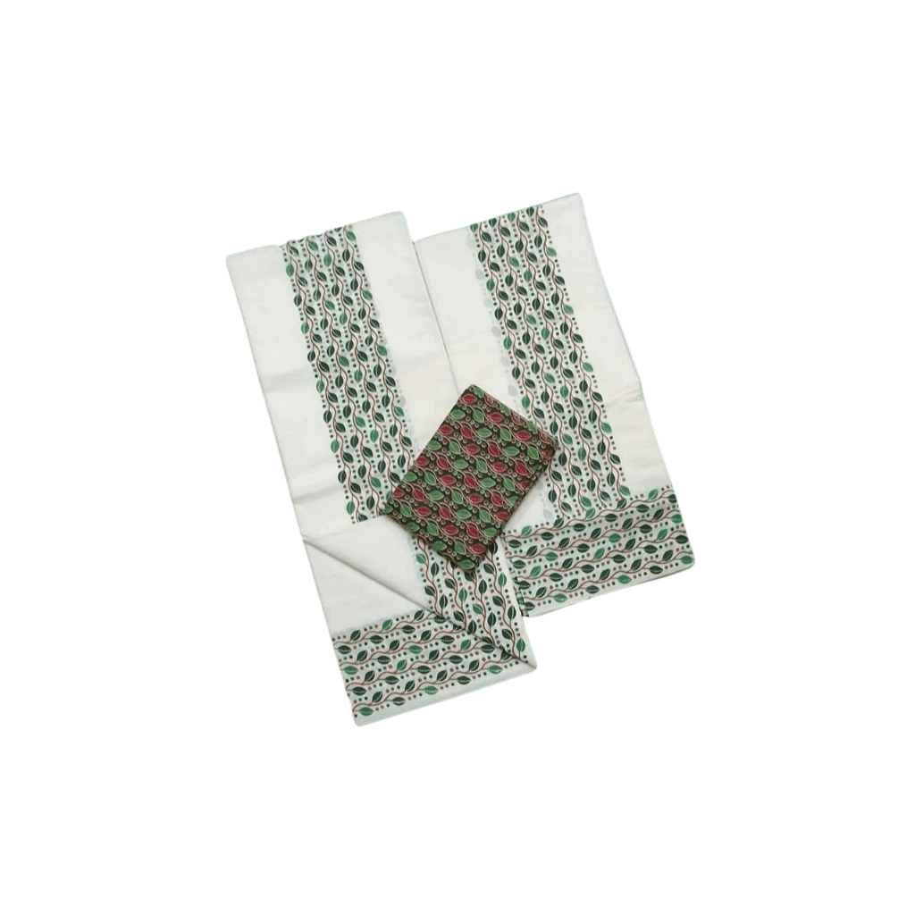 GREEN LEAF DESIGNER SETTUMUND WITH COTTON BLOUSE