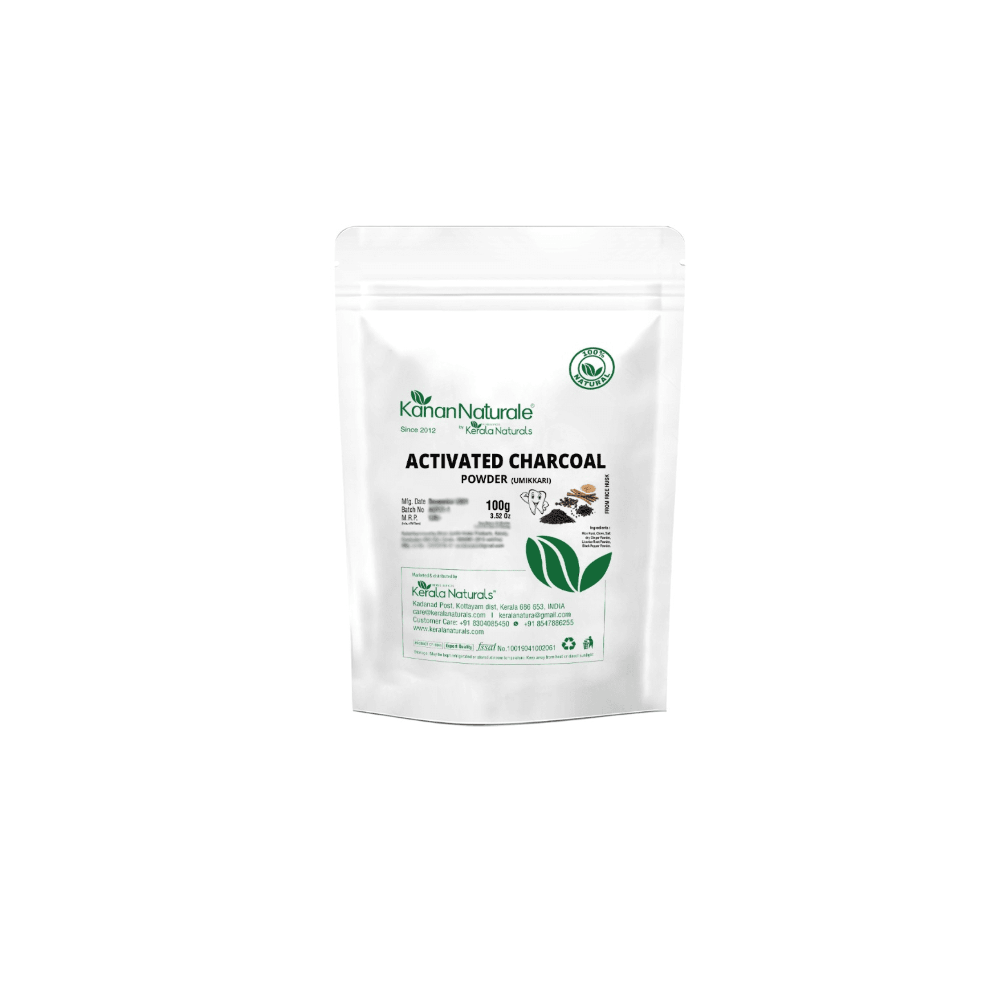 KERALA NATURALS Herbal Tooth Powder 100gm | Healthy Gum & Teeth Whitening | Charcoal From Rice Husk