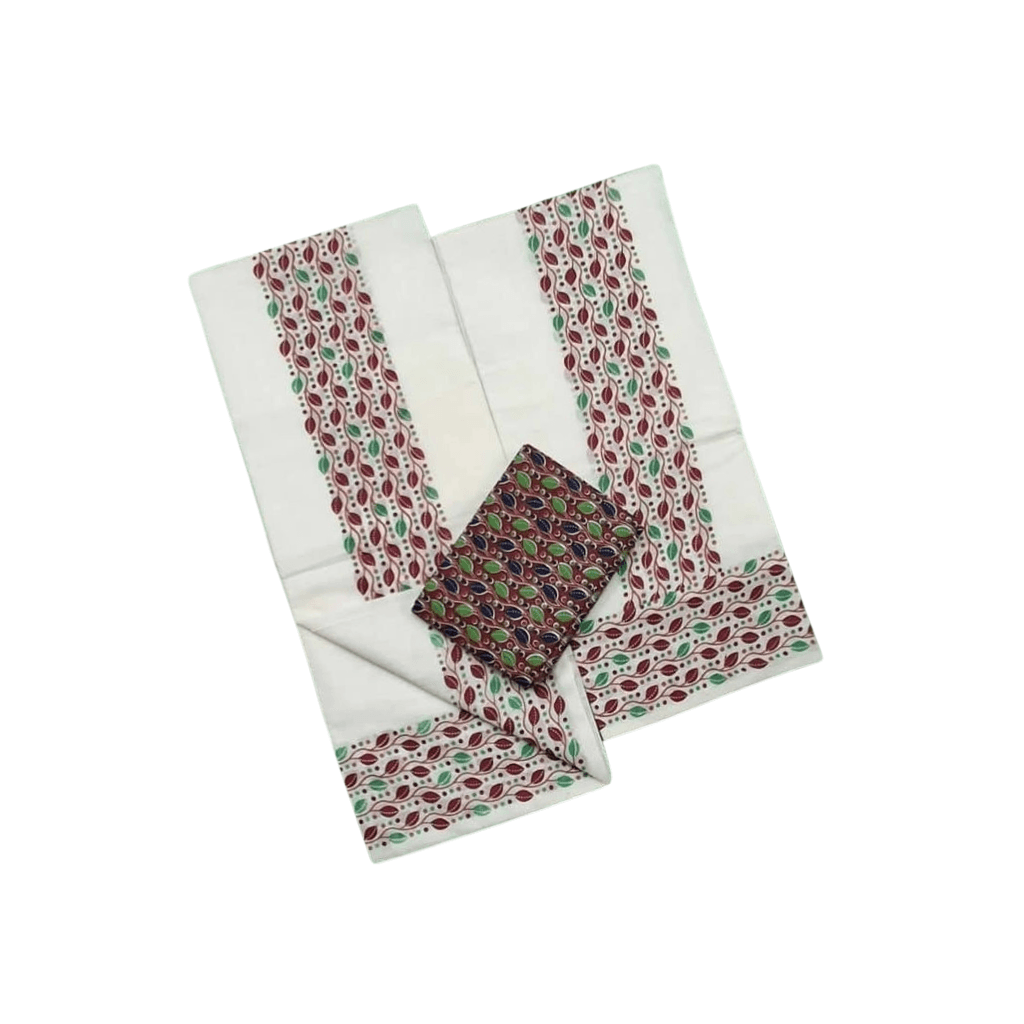 SS ENTERPRISES Kerala Set Mundu with Printed Cotton Blouse
