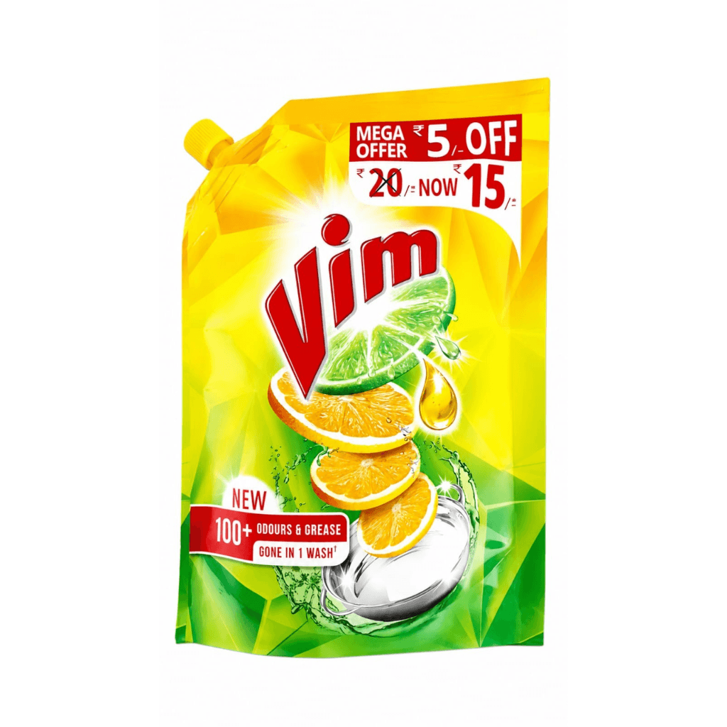 VIM DISHWASH LIQUID GEL LEMON REFILL POUCH 115 ML
