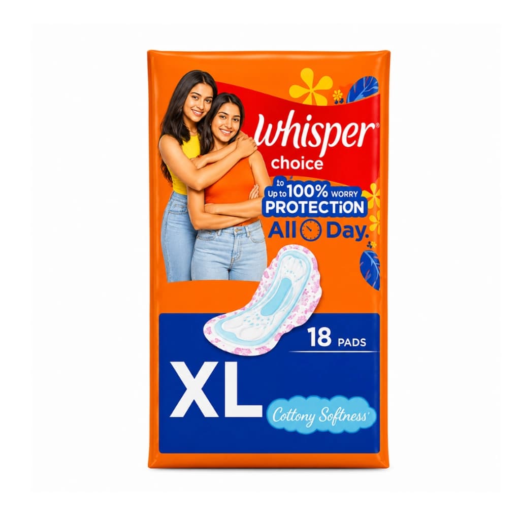WHISPER CHOICE SANITORY PADS XL WINGS 18 PADS PACK OF 1