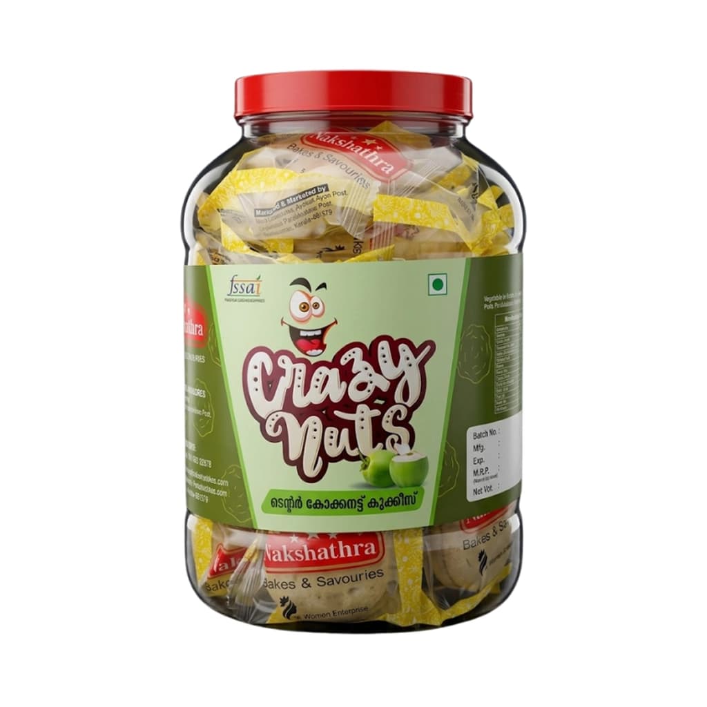 NAKSHATRA BAKES & SAVOURIES -TENDER COCONUT COOCKIE 2X20 PER JAR