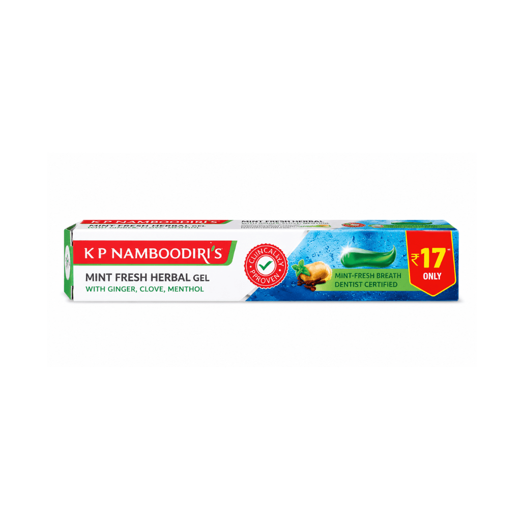 K P NAMBOODIRIS MINI FRESH HERBAL GEL WITHOUT GINGER CLOVE MENTHOL 40 GM