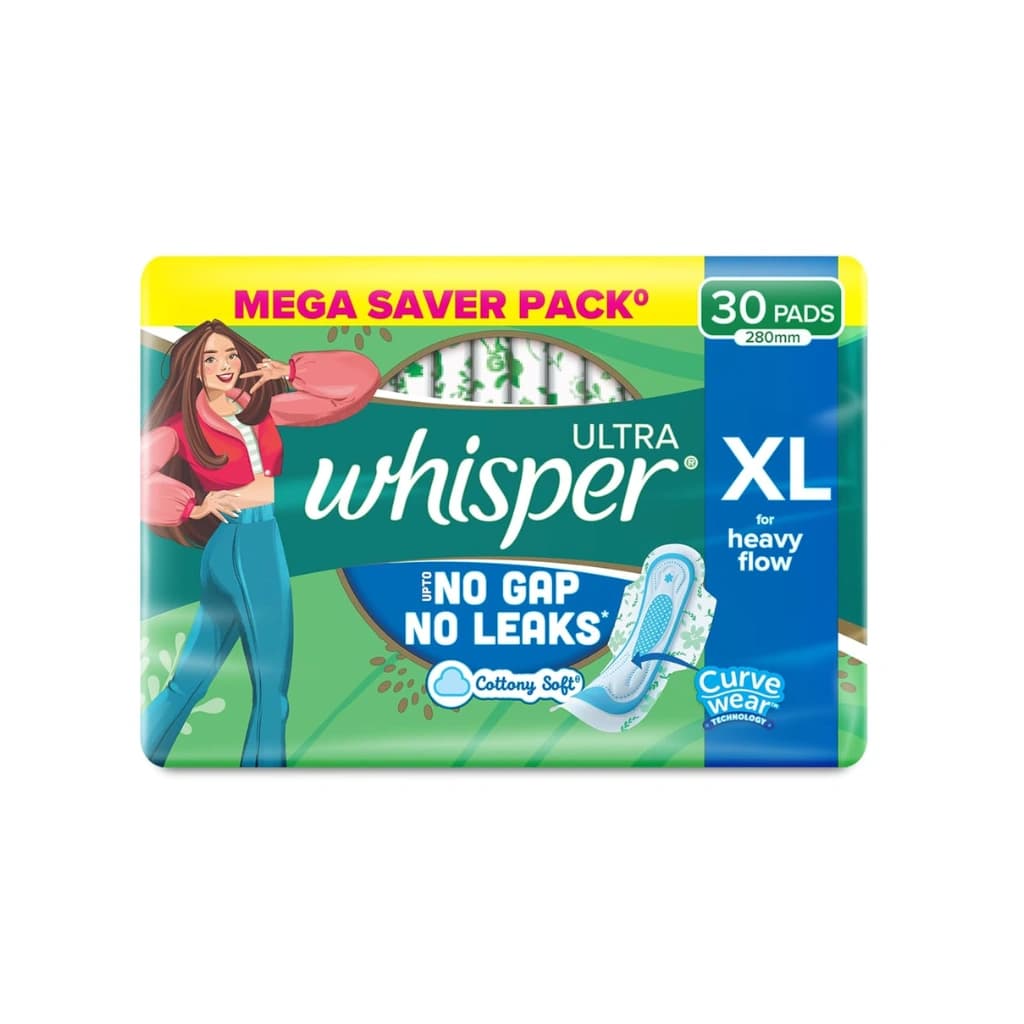 WHISPER ULTRA SANITARY PADS XL 30 PADS