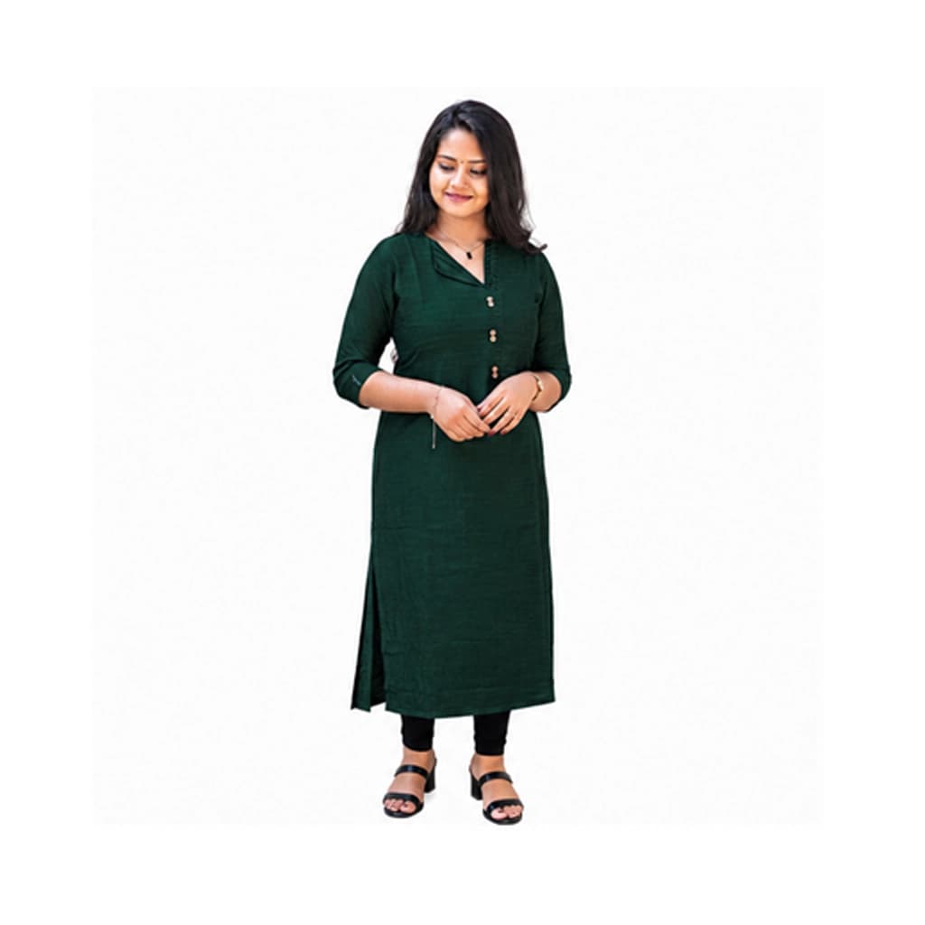 BOTTLE GREEN KURTI ( WITH LINING )