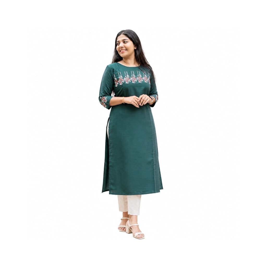 EMERALD GREEN KURTI ( WITH LINING )