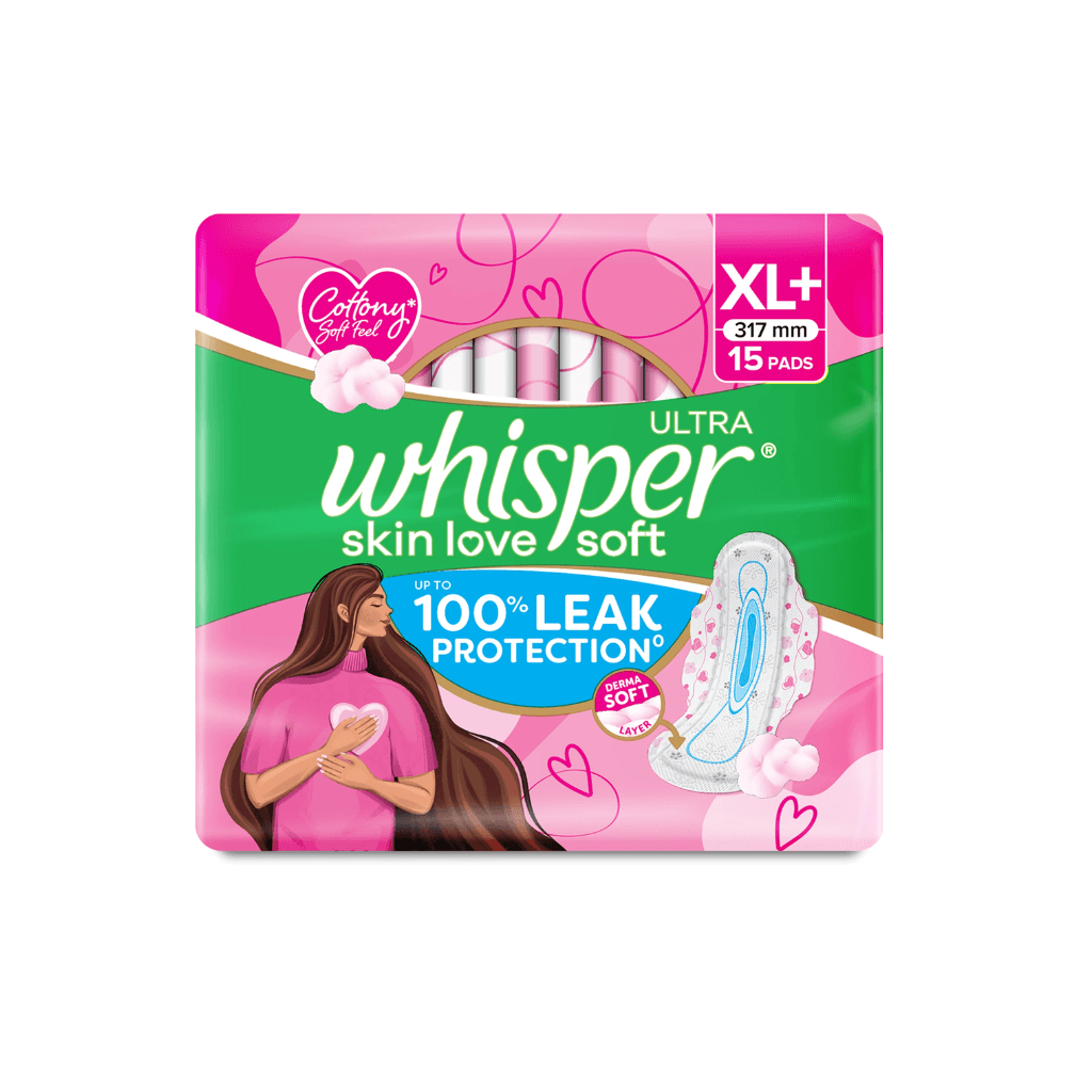 WHISPER ULTRA SKIN LOVE SOFT SANITARY PADS FOR WOMEN XL 15 PADS