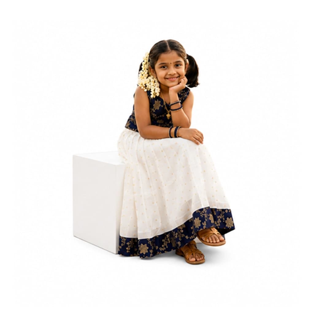 KERALA PATTUPAVADA NAVY BLUE