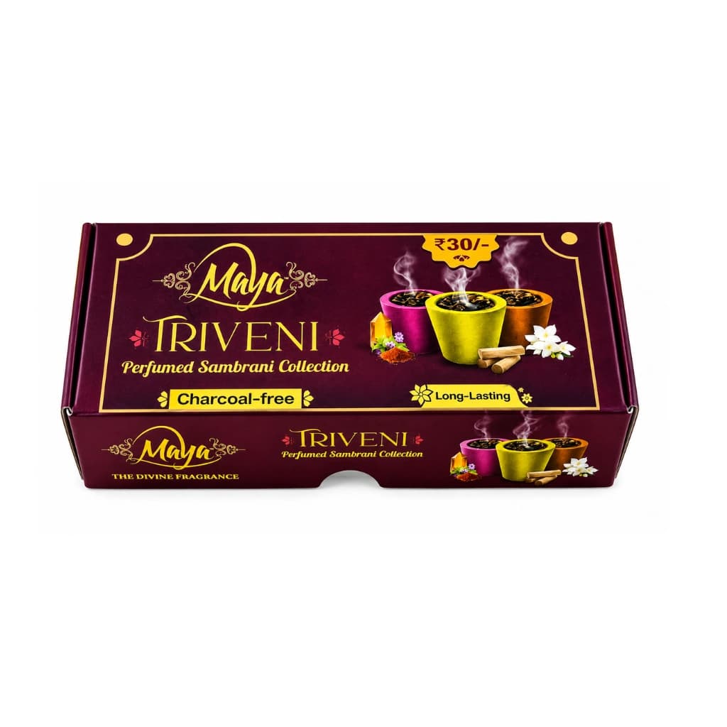 MAYA TRIVENI SAMBRANI CUPS WITH AGARBATHI HOLDER