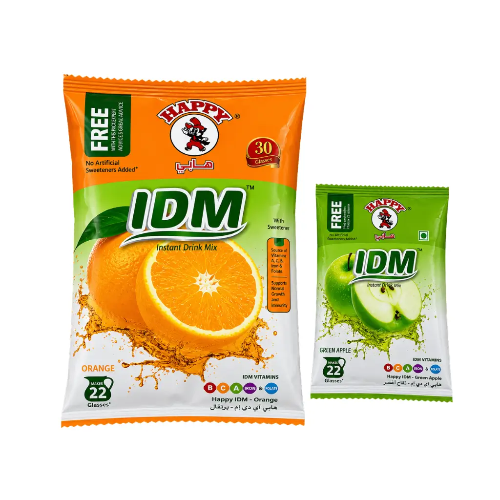 HAPPY IDM ORANGE INSTANT DRINK MIX 500 GM / 1 PACK HAPPY IDM 75 GM FREE WITH THIS PACK
