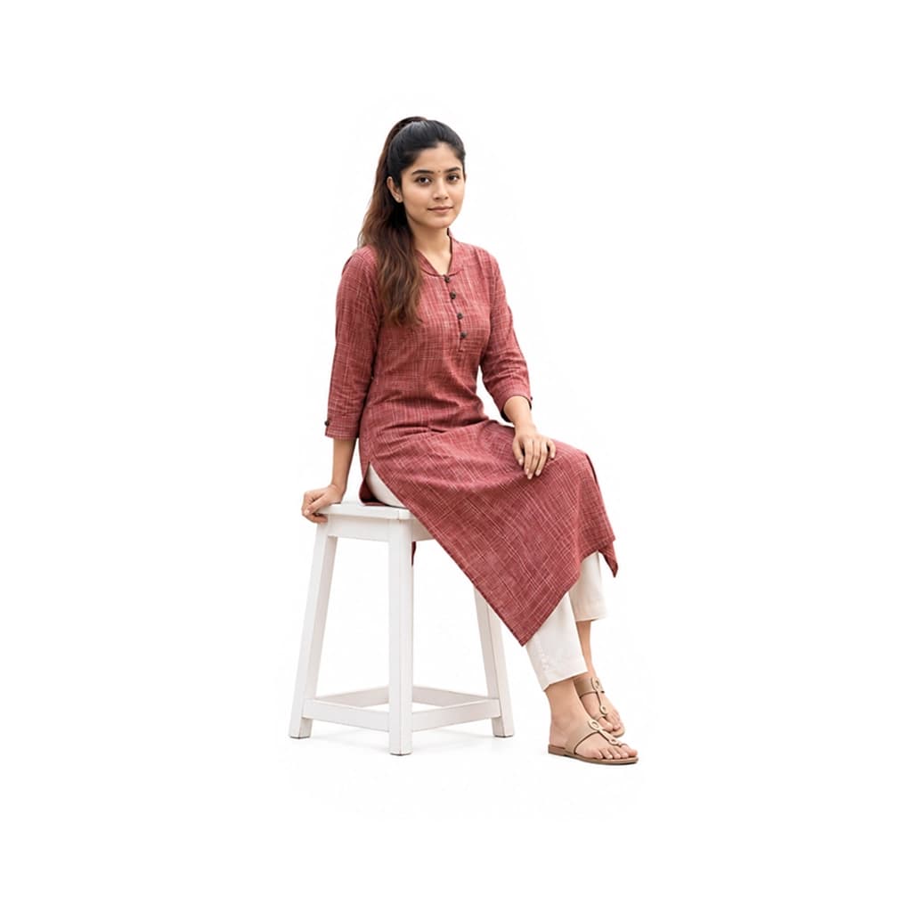 REDDISH BROWN KURTI ( WITH LINING )