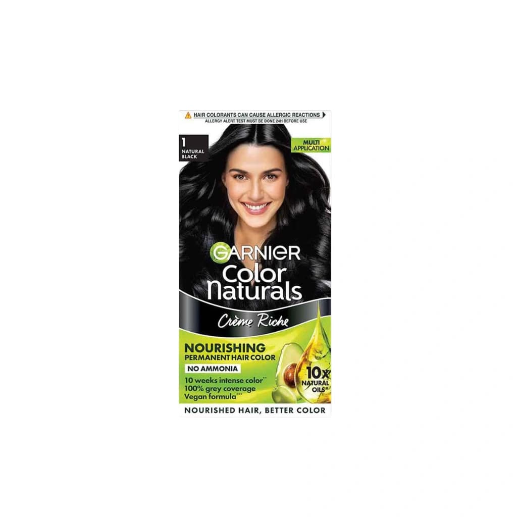 GARNIER COLOR NATURALS CREME RICHE NOURISHING PERMENENT HAIR COLOUR NO AMMONIA NATURAL BLACK 1
