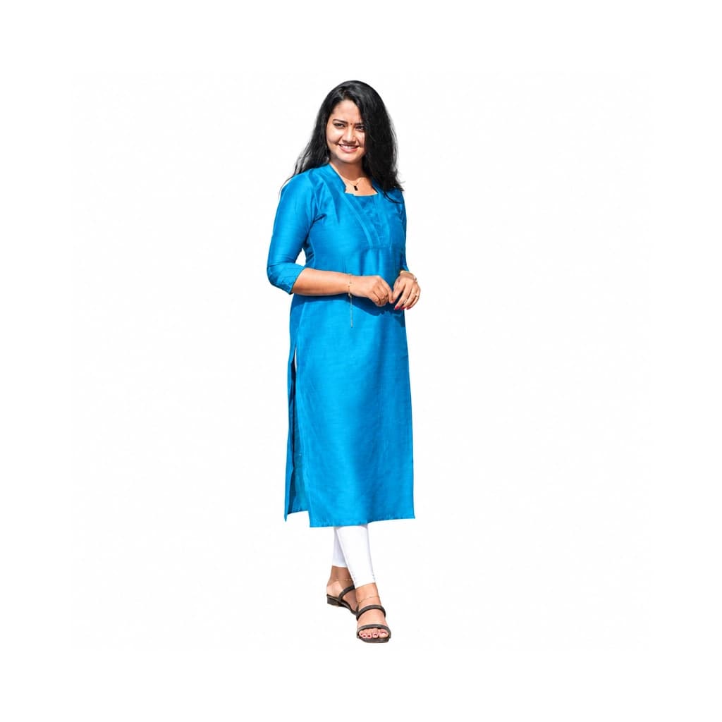 KURTI A-JE(with lining) SOLID BLUE