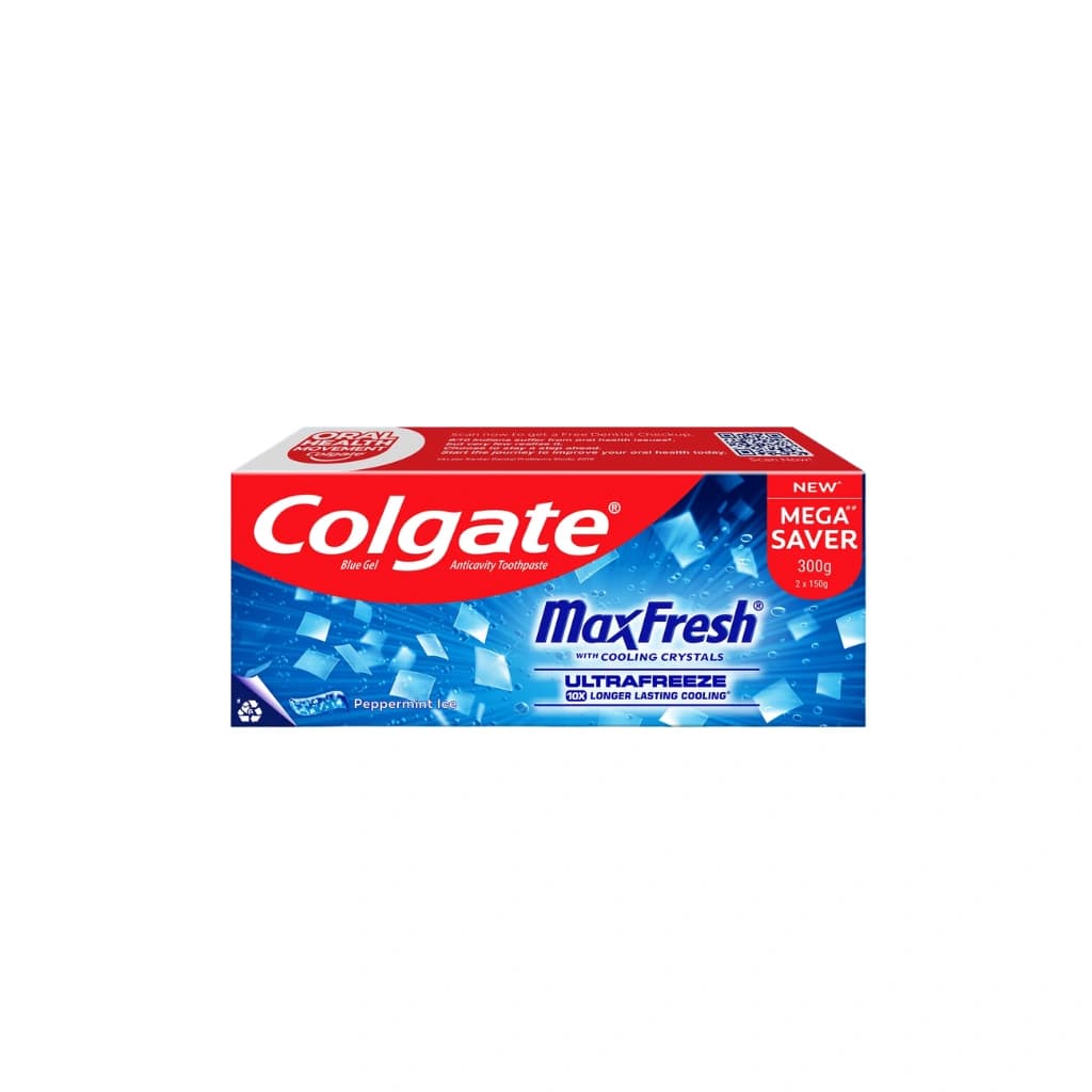 COLGATE MAXFRESH ANTICAVITY TOOTHPASTE BLUEGEL 2*150GM 300GM