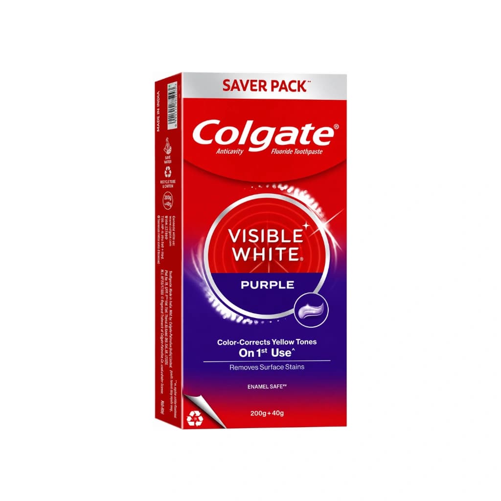 COLGATE VISIBLE WHITE TOOTHPASTE WITH PURPLE 240 GM