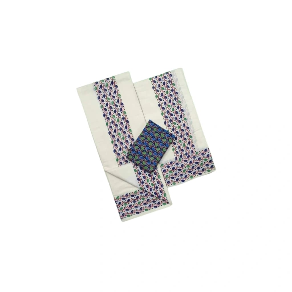 KERALA TRADITONAL SETTUMUND WITH COTTON BLOUSE