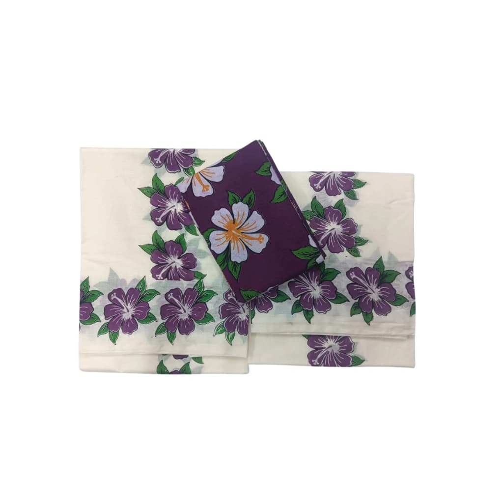 PURPLE HIBISCUS SETTUMUND WITH COTTON BLOUSE