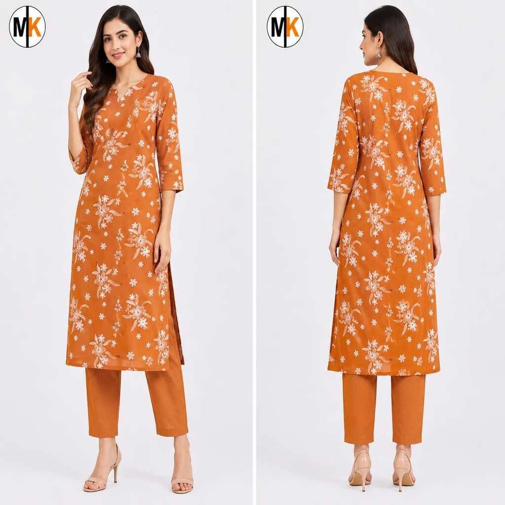 MK FABRICS - TOP ORANGE COLOUR PREMIUM DRESS