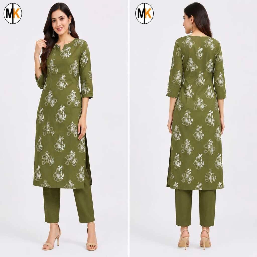 MK FABRICS TOP GREEN COLOUR PREMIUM DRESS
