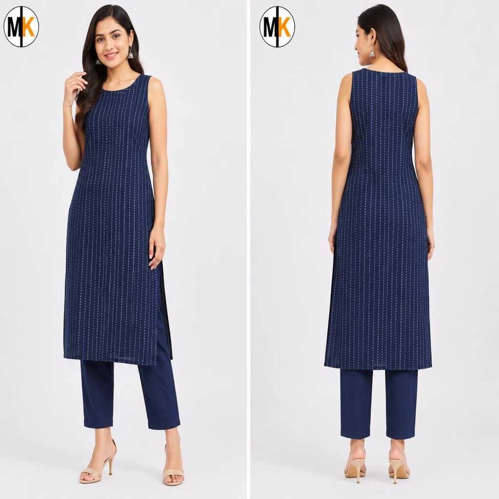 MK FABRICS - TOP - NAVY BLUE - SLEEVE LESS- PREMIUM COLOUR